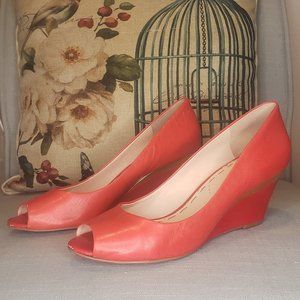 Coral open toe wedge